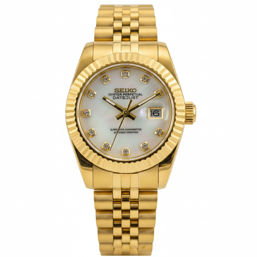 Mod Prestique Yellow Diamond Gold Dial