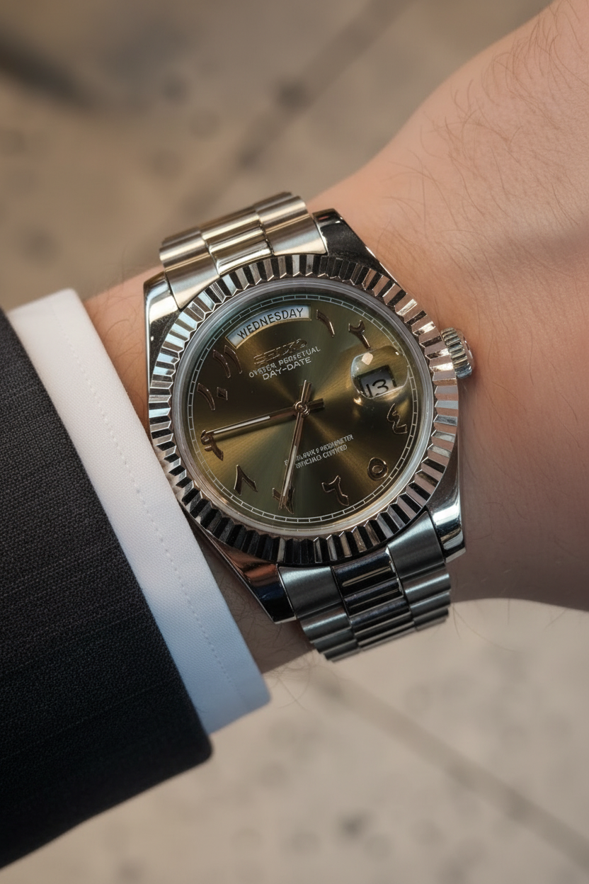 Mod Prestique-Date Olive Arabic Dial