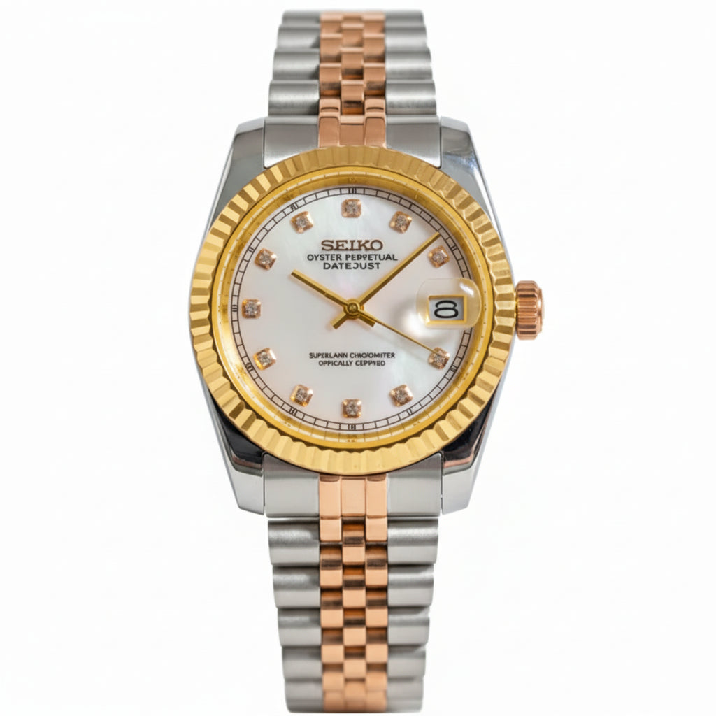 Mod Prestique Pearl Dimond Yellow Gold Dial