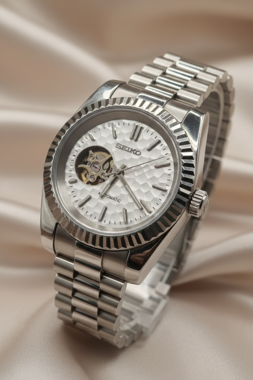 Mod Prestique Silver Textured Open Heart