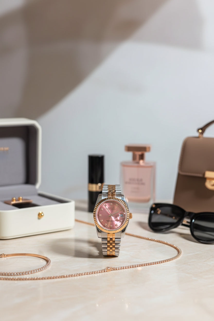 Mod Prestique Pind Dimond Rose Gold Dial